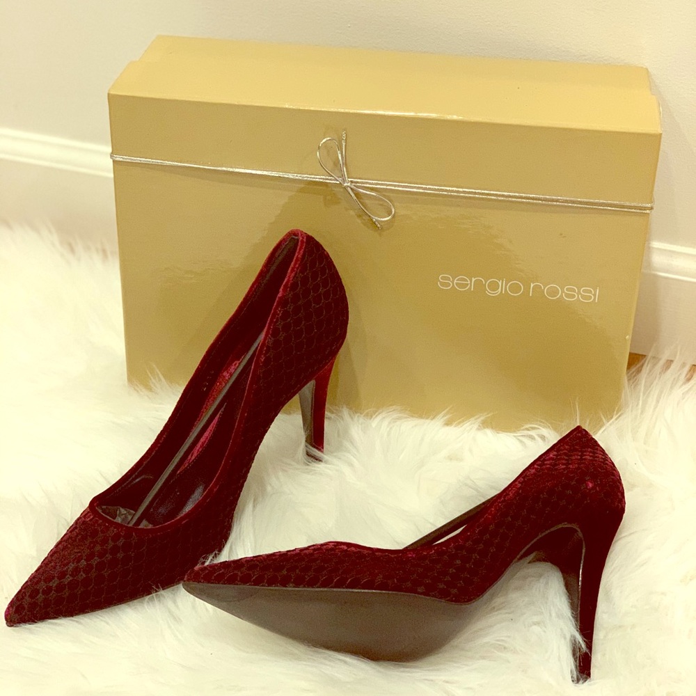 Sergio Rossi Red Velvet Heels